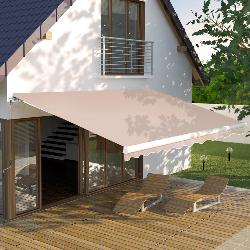 Auvent de terrasse à inclinaison manuelle, H 6 po x l 141,7 po x P 118,1 po, Beige