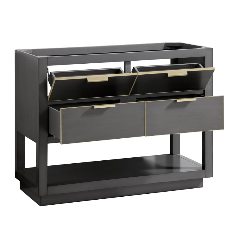Allie 42'' W Single Bathroom Vanity Base, Twilight Gray/Matte Gold