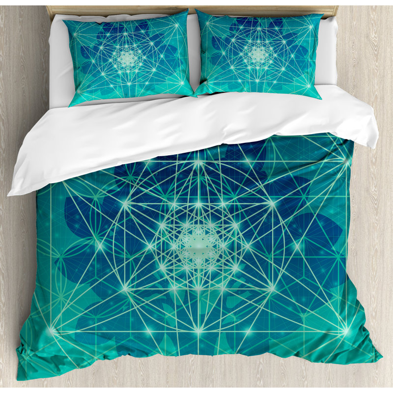 Ambesonne Sacred Geometrty Modern & Contemporary Geometric Shapes Duvet Cover Set