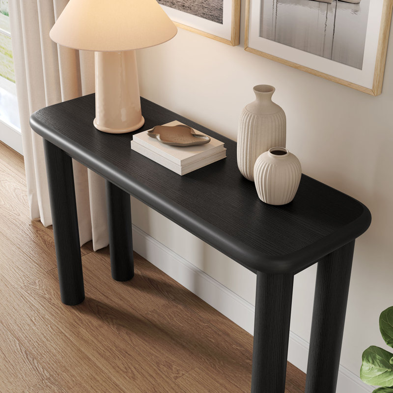Console en bois de chêne Alvia noir, Black, Black, Black