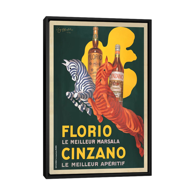 « florio e cinzano, 1930 » par leonetto, cappiello affiche, impression sur toile, H 48 po x l 32 po x P 1,5 po, Pas de tapis