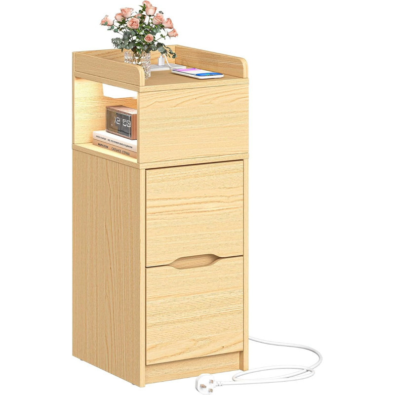 29.6 cm W Bedside Table, Natural Set of 1