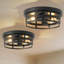 Plafonnier encastré 2 lumières Farmhouse, ensemble de 2 luminaires cage en métal noir pour le salon, le vestibule-617983300-617983301