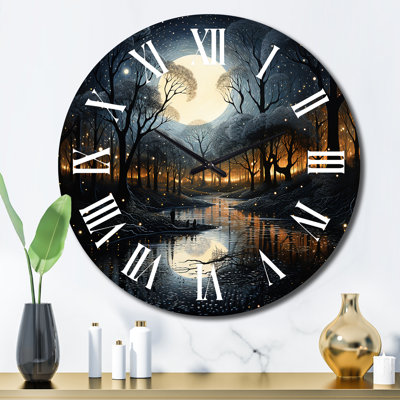 Horloge murale Black Bridge At Dusk