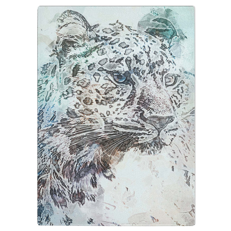 Tempered Glass The Portrait of a Cheetah in Abstract Chopping Board, 20 cm W x 28.5 cm L