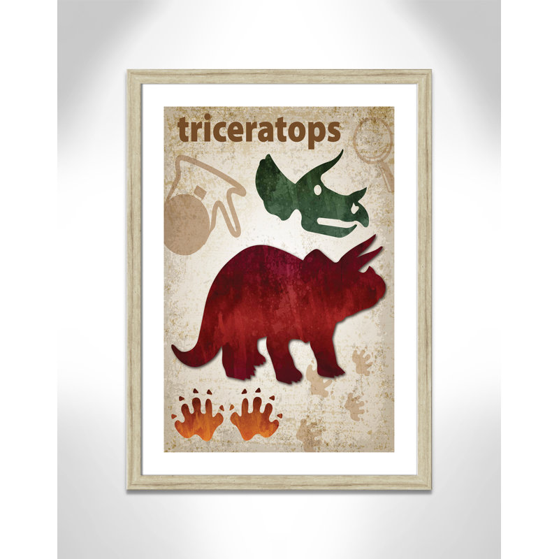 Adhésif décoratif dinosaures-04 ', H 36,5 po x l 26,5 po x P 0,625 po, Beige Flat Framed