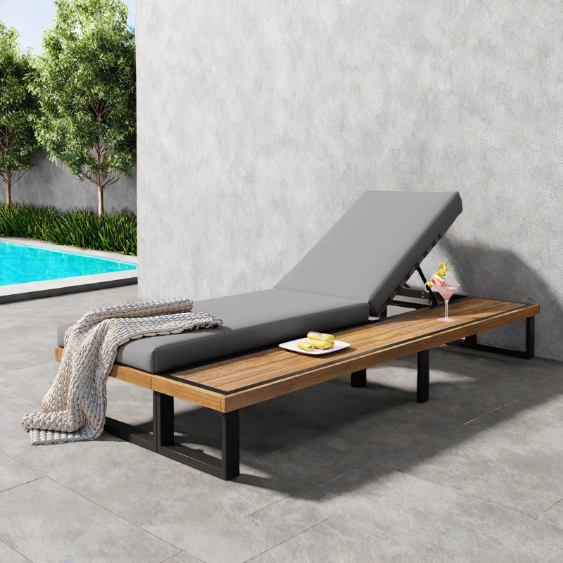 Chaise longue d'extérieur en acacia, Grey
