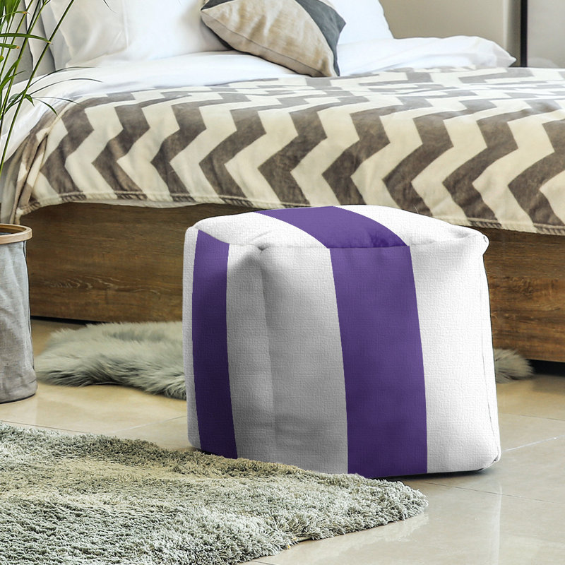 Repose-pieds cube la ours college stripes, Blanc/mauve