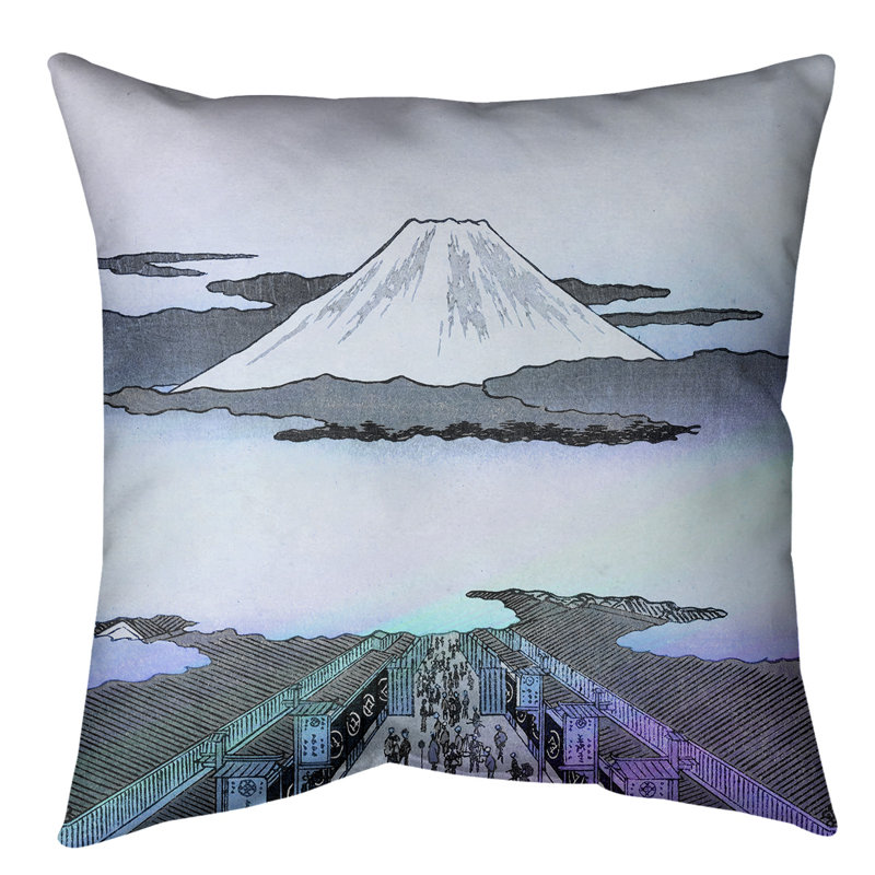 Coussin suruga-cho, 18 po x 18 po, Bleu / Mauve, Faux lin