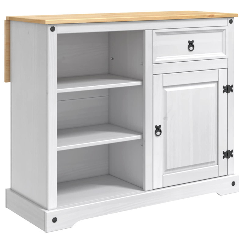 Solid Wood Kitchen Island, White