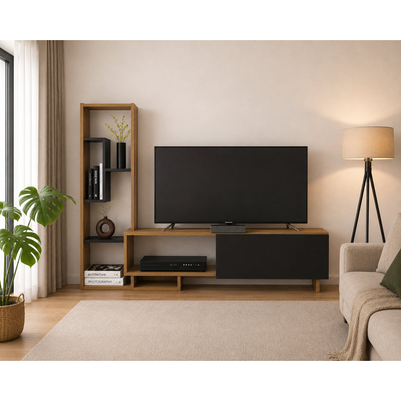 Mosby TV Stand with Shelves for TVs up to 50", Oak Black