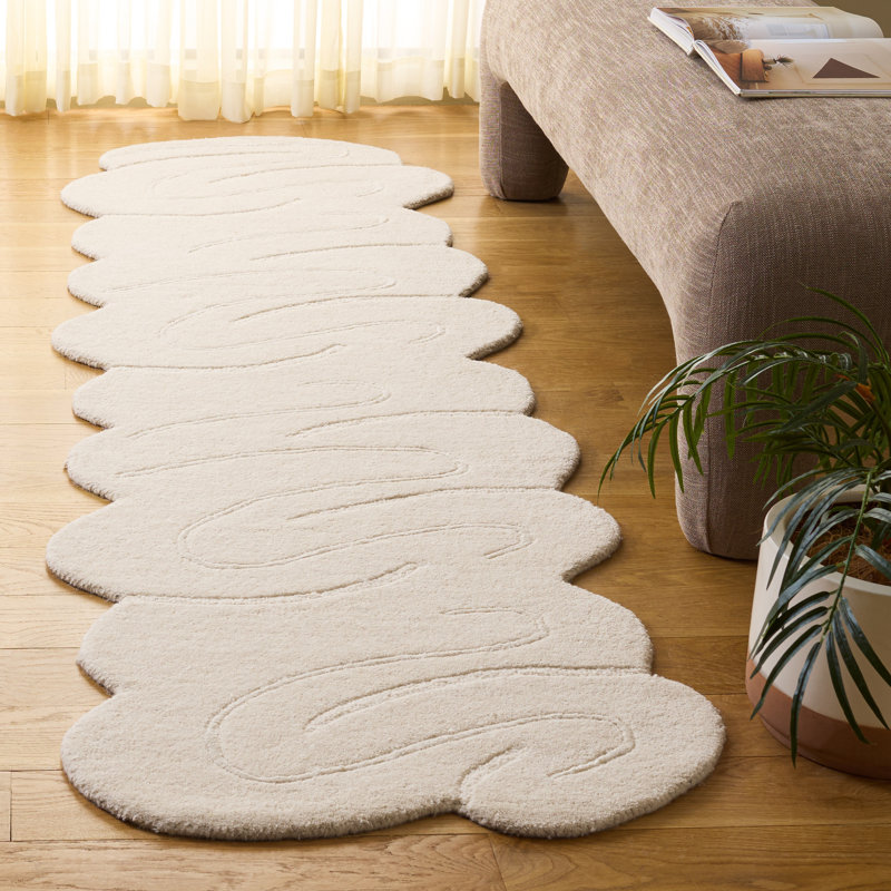 Nouveauté 157 laine 95% touffetée à la main; Tapis abstrait 5% viscose, Tapis de couloir 2 pi 3 po x 8 pi