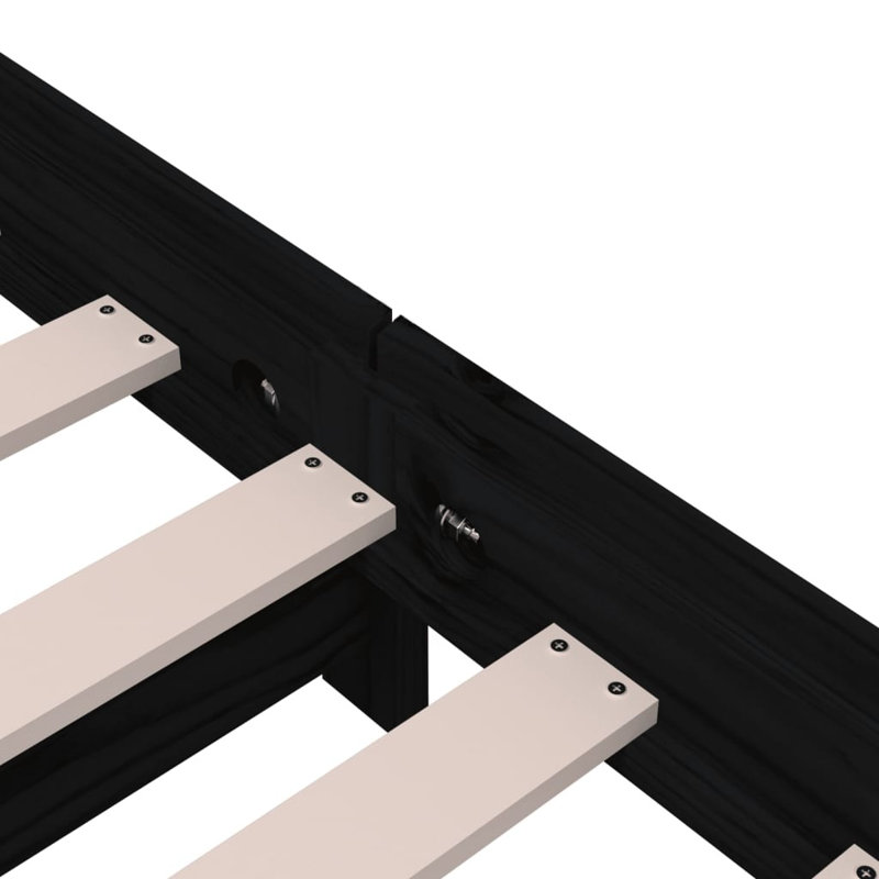 Jigme Solid Wood Bed, Black, 96.5 x 206.5 cm