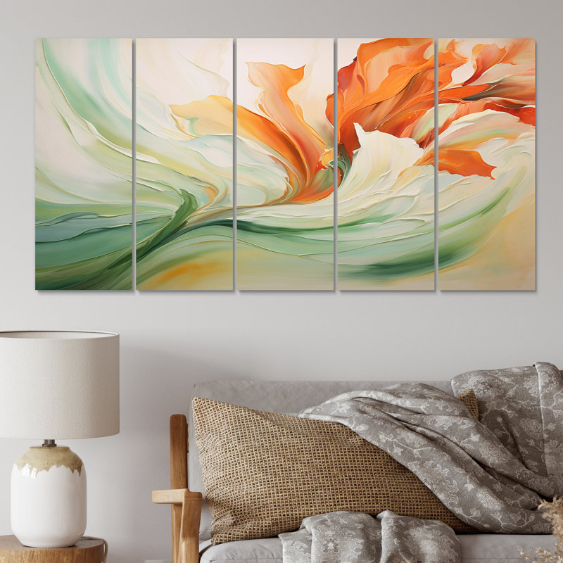 Ensemble de décorations murales en métal Green Flowing Petals - Abstract Botanicals