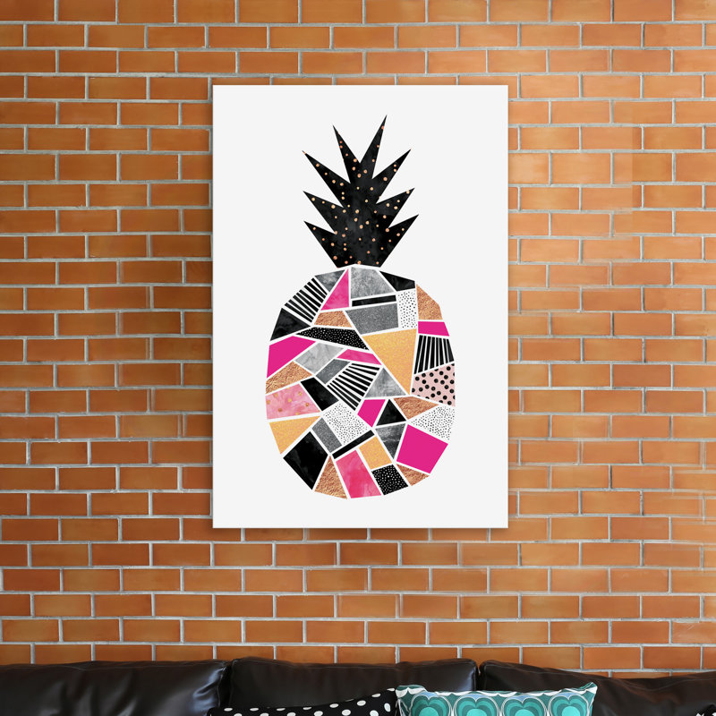 « pretty ananas », impression sur toile tendue, H 12 po x l 8 po x P 0,75 po, Toile tendue, Pas de tapis