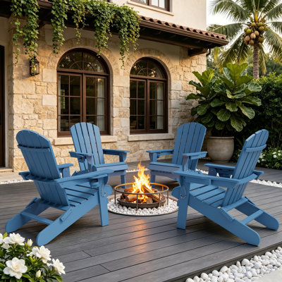  Outdoor HDPE Foldable Adirondack Chair Set