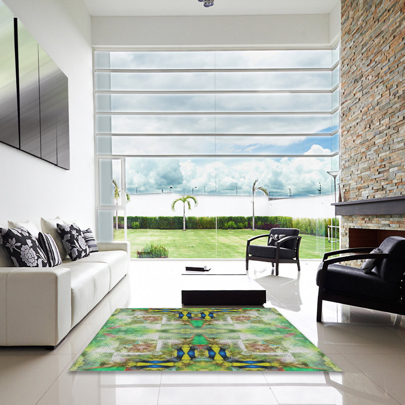 Tapis de zone verte à motif, Carré 8 pi