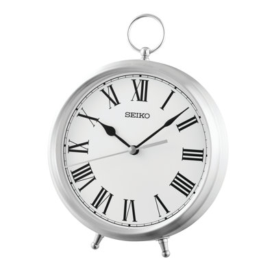 QXG155SLH Traditional Desk Table Clock, Silver-Tone