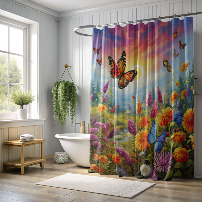 Rideau de douche standard 1 pièce Spring Breeze, H 74 po x l 71 po