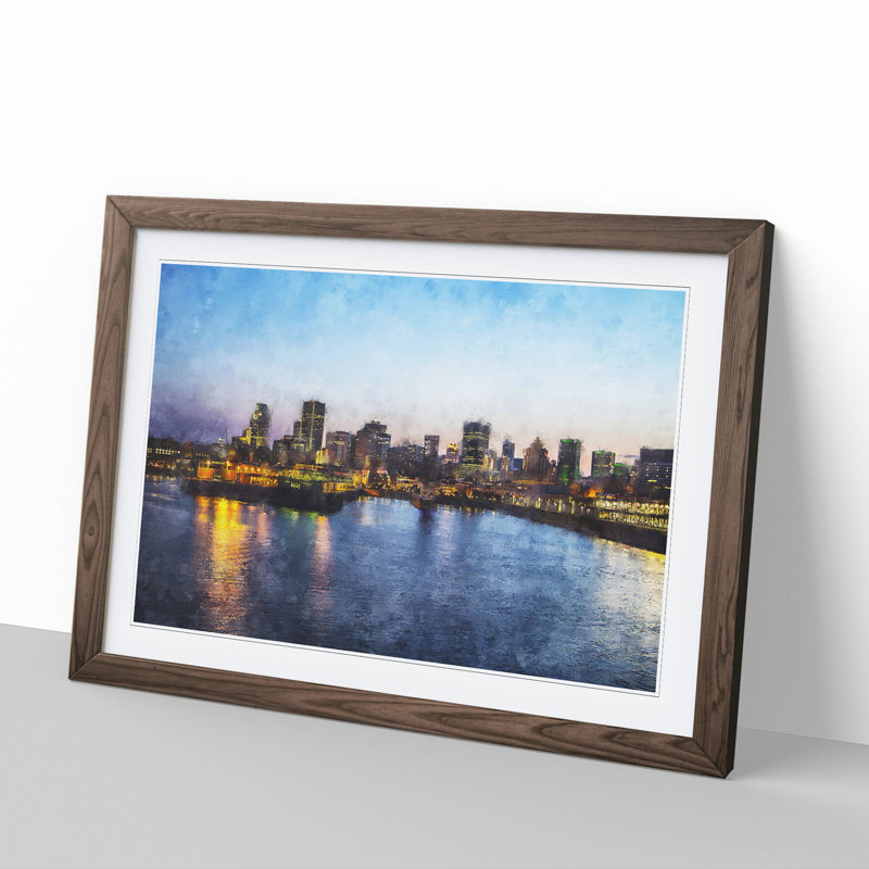 Montreal Skyline Vol.1 - Picture Frame Graphic Art, 36cm H x 48cm W x 2cm D, Walnut