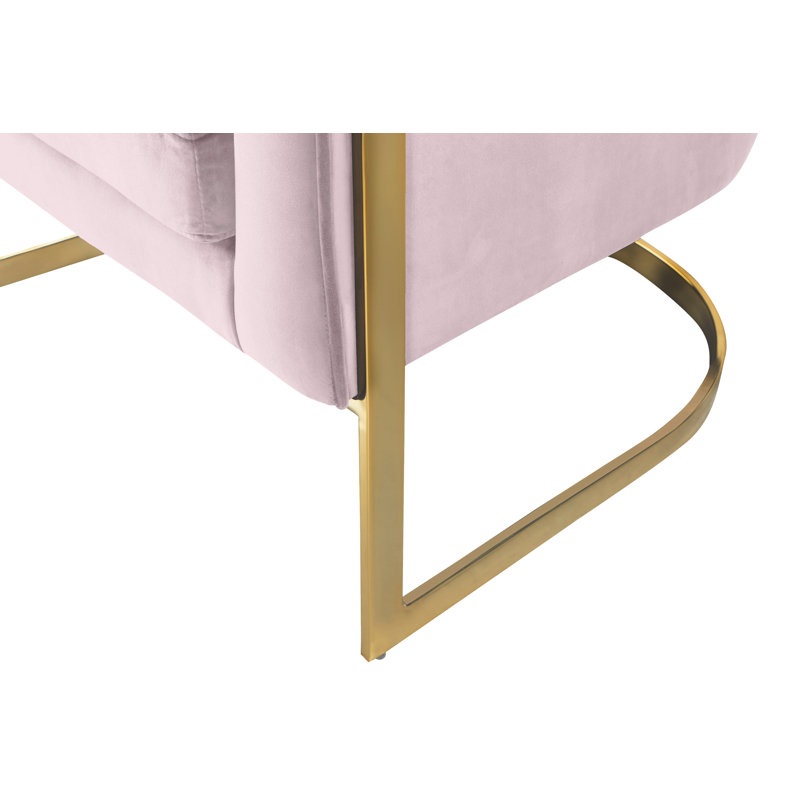 Fauteuil demi-tonneau en velours 30 po Carter, Velours rose