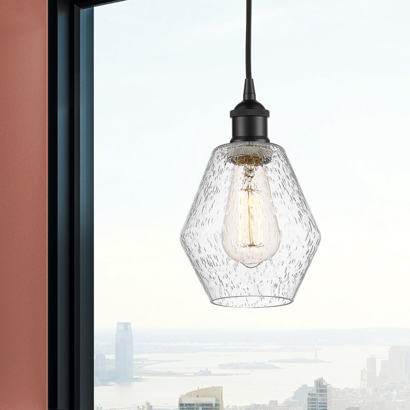 Luminaire suspendu géométrique à 1 lumière Gabbie, Noir mat