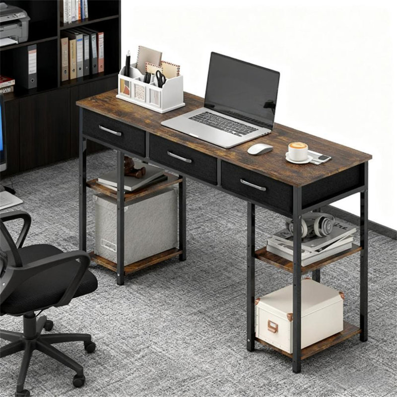 Bureau d'écriture (sans la chaise), Brun rustique, Noir