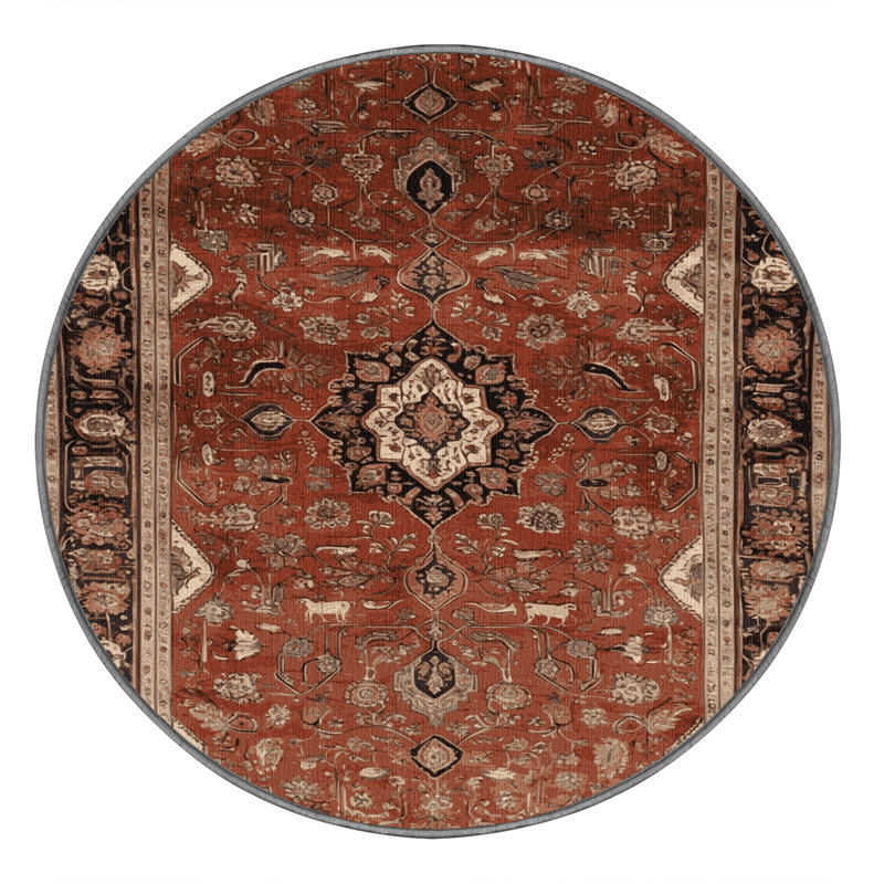 Tapis brun lavable à la machine, Rond 5 pi