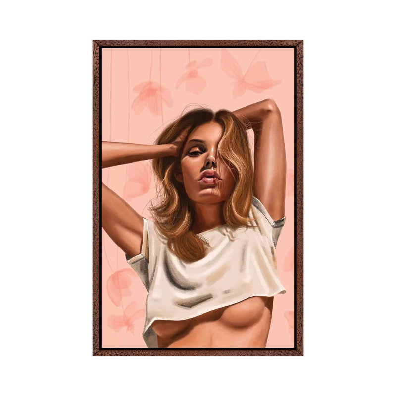 Peachy 1 Piece Painting on Canvas, 152.5 cm H x 101.5 cm W, Classic Brown Wood Framed