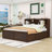 King Two Drawers Wood Platform Bed with Storage Shelves and USB-26414823