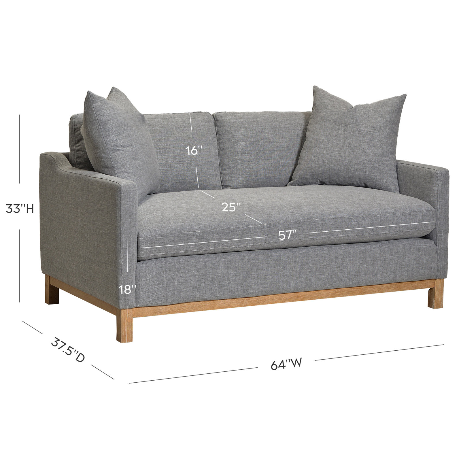 Cami 64'' Upholstered Loveseat, Gray