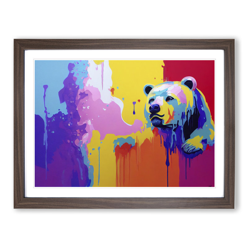 Bear Paint Splash Vol.3 Abstract - Framed Print, 46cm H x 64cm W x 2cm D, Walnut