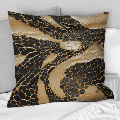 Coussin décoratif Gilded Opulence In Black & Gold I - Marble Polyester