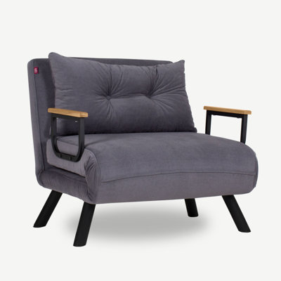 Modern 1-Seat Sofa-Bed, Grey | 100% Metal Frame & 100% Polyester Fabric | Dimensions: 26.4 x 26.4 x 16.1 inches | Easily Convertible | 14-Level Adjustable Backrest | Maximum Weight Capacity: 220 lbs | Stylish & Functional Design for Home & Office