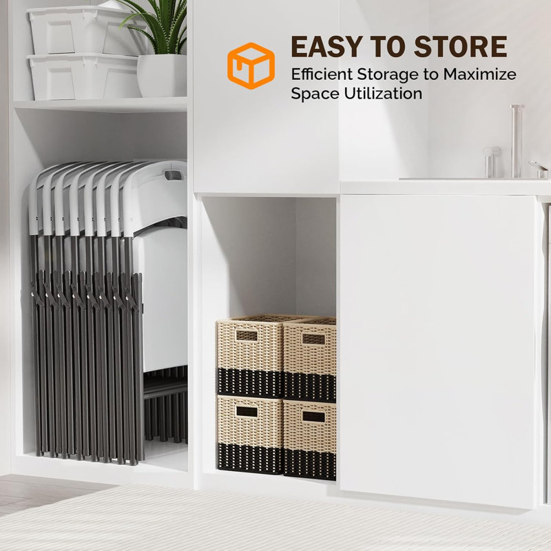Ensemble de chaises pliantes en plastique empilables (ensemble de 6), Blanc