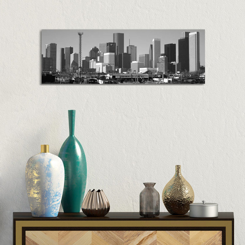 Houston Skyline Cityscape - Wrapped Canvas Panoramic Print, 30.48 cm H x 91.44 cm W x 1.91 cm D
