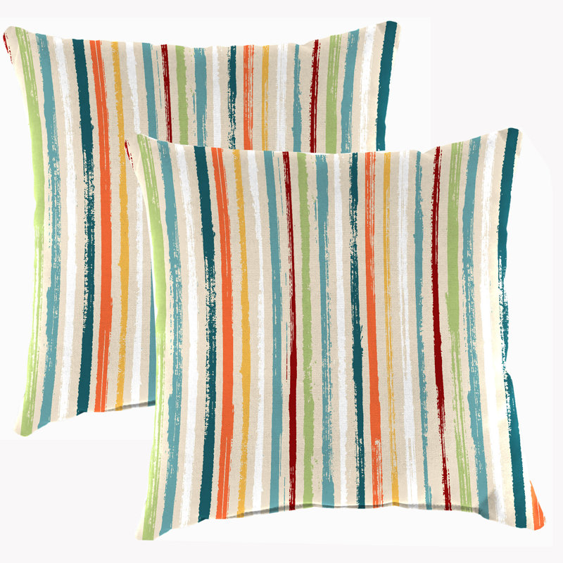 17" x 17" Quasi Tuscan Blue Solid and Medallion Reversible Outdoor Throw Pillow (Set of 2), Multi Colored