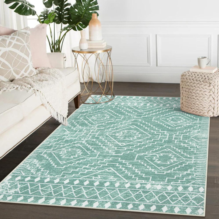 Tribal Geometric Plush Area Rug – Bold Moroccan-Inspired Accent with Non-Slip Base