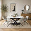 Table de salle à manger extensible moderne, plateau de table en placage de fibres à densité moyenne avec base en métal en forme de X, table de salle à manger de cuisine imperméable et résistante aux égratignures pour les espaces contemporains-1482973156-1482973157