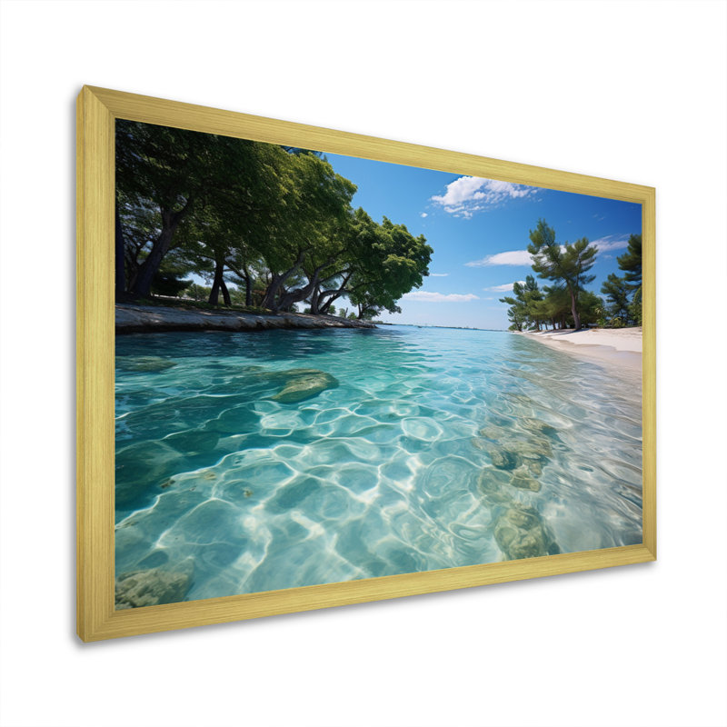 «Barbaray Beach Beach Sandy Paradise II», reproduction sur toile, H 30 po x l 40 po x P 1,5 po, Encadrement doré
