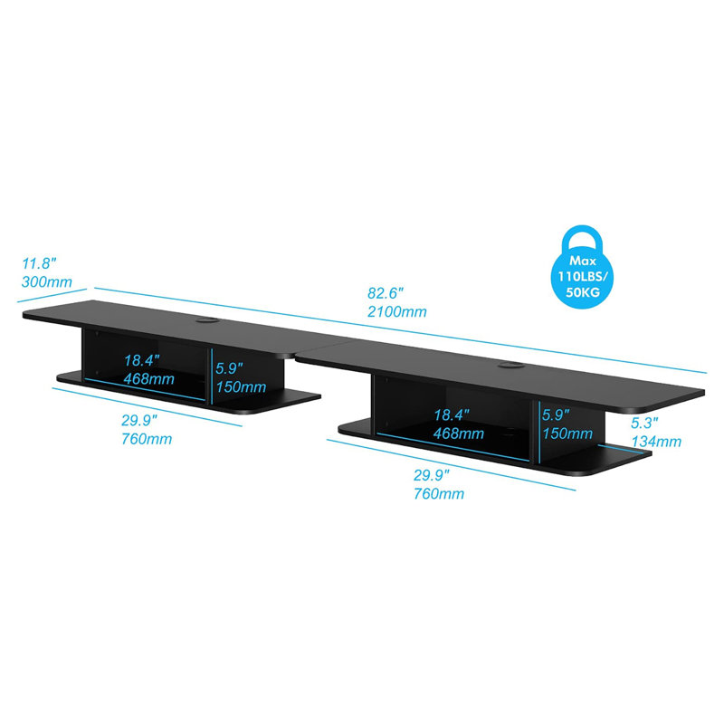 Chadae Unfinished Floating for TVs up to 85", Black