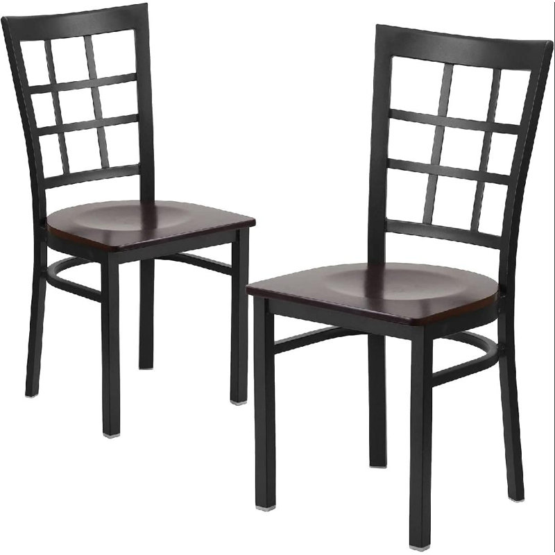 Prompton Window Back Metal Restaurant Chair, Walnut