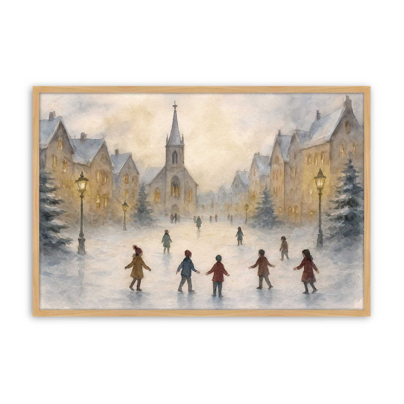 «Frosted Village Joy», reproduction d'art, 12 po x 16 po, Érable américain
