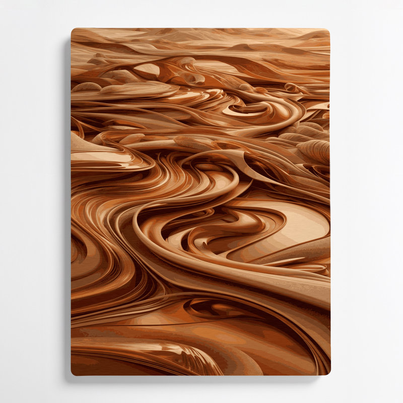 Abstrait paysage 5 art mural en métal brun, H 20 po x l 30 po