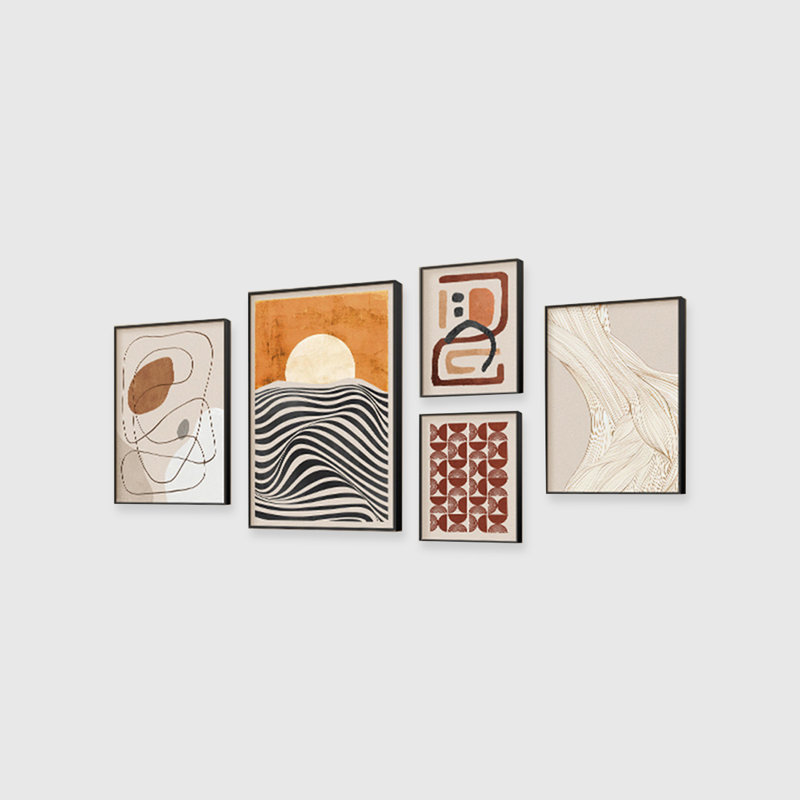 Ensemble de 5 pièces d'art mural Mid-Century, H 31,5 po x l 23,62 po