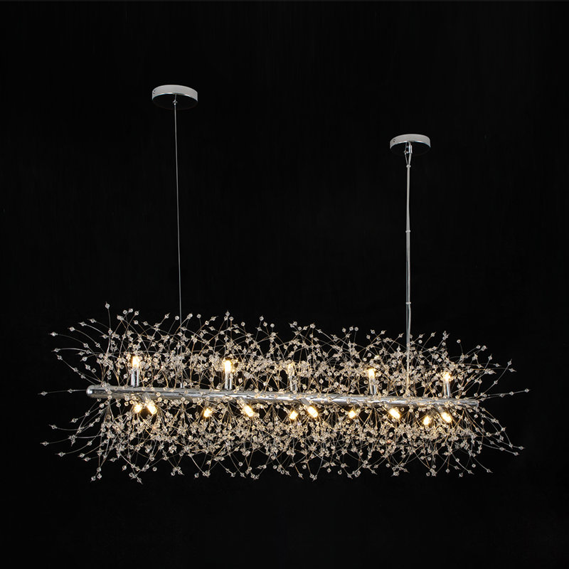 15-Light Linear Firework Chandelier , Chrome