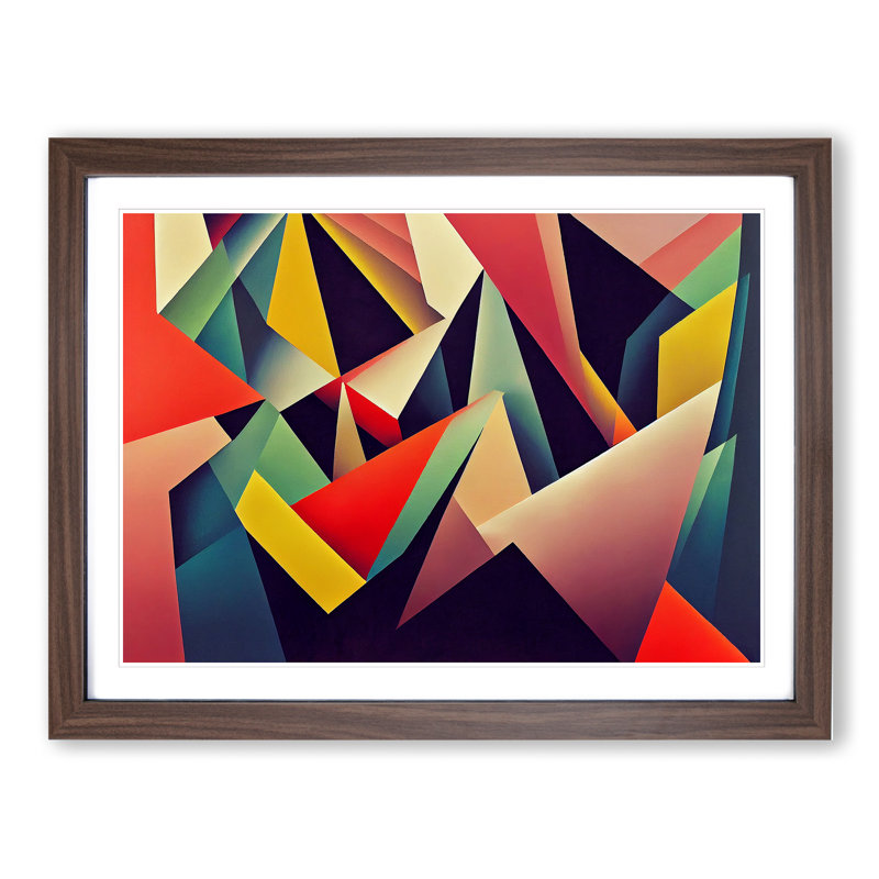 Enticing Modern Abstract 1 Piece Single Picture Frame Wall Art, 46cm H x 64cm W x 2cm D, Walnut