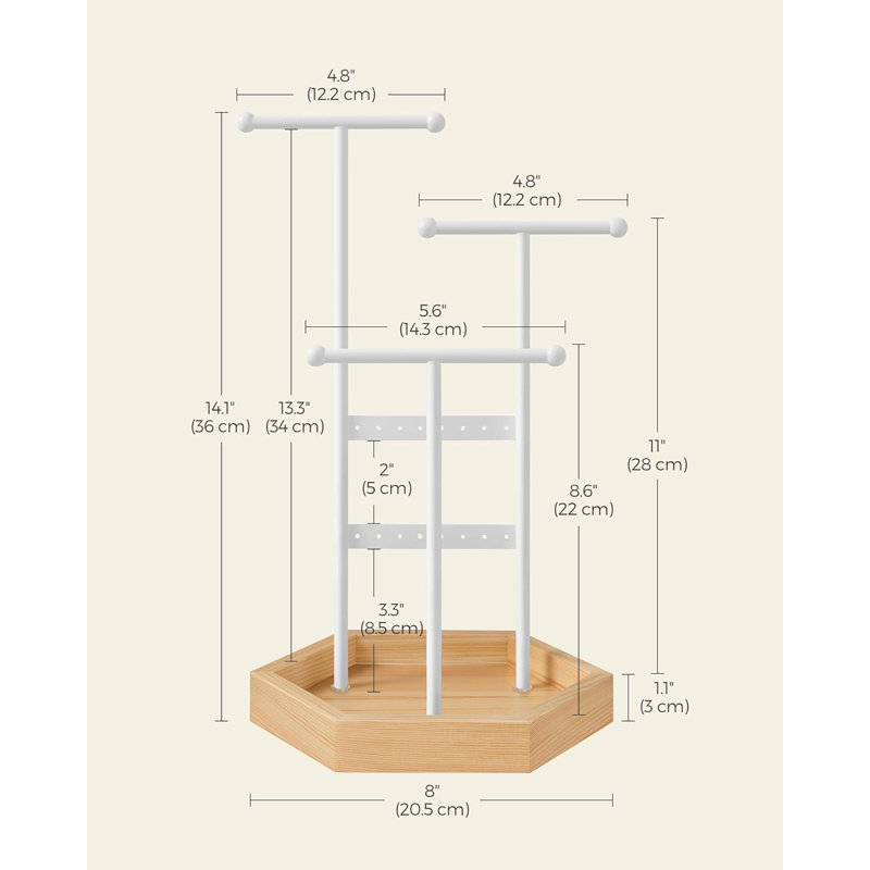 Jewellery Stand +, White/Natural Beige