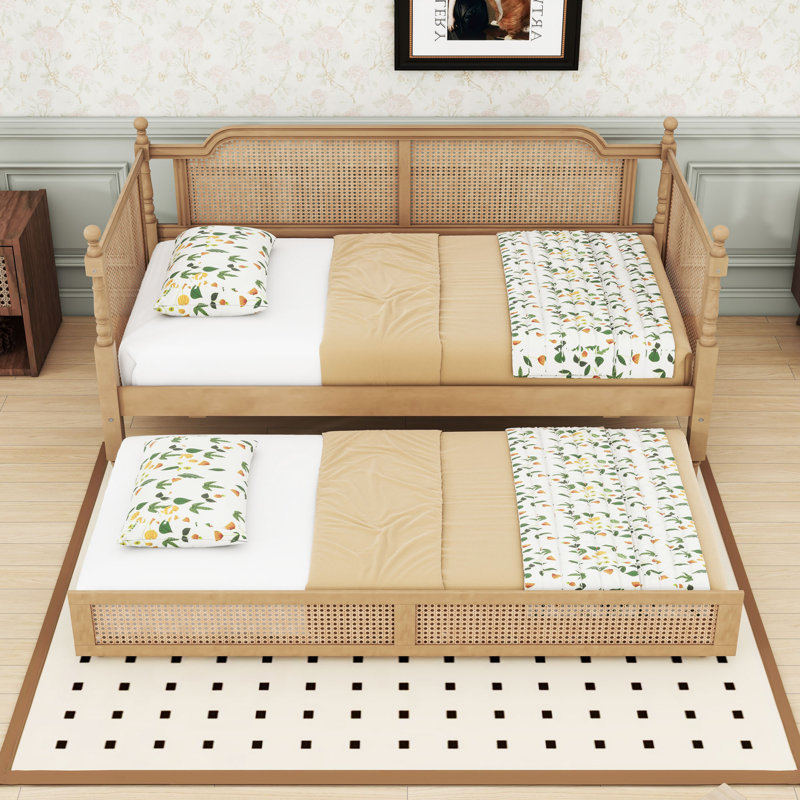 Wood Daybed with Trundle, Twin, Antique Walnut