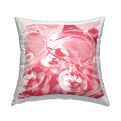 Pink Abstract Martini Outdoor Printed Pillow by Lil' Rue